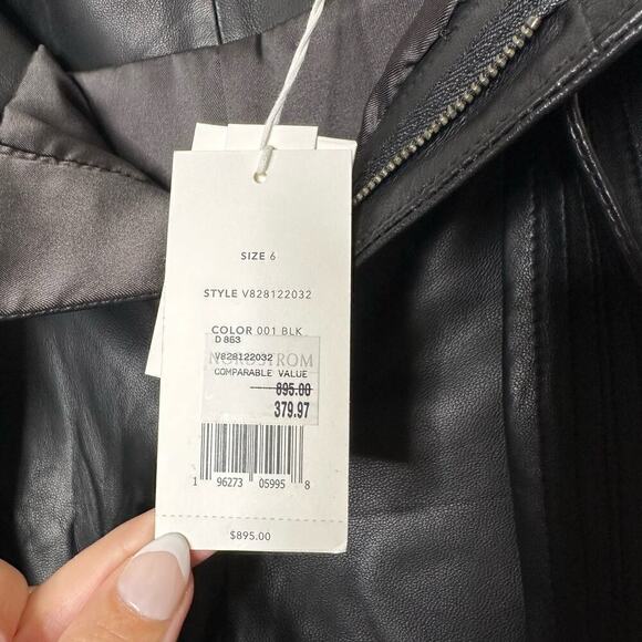 NWT Vince Lamb Leather High Rise Tie Shorts Women's Black Size 6 $895 - Picture 7 of 10